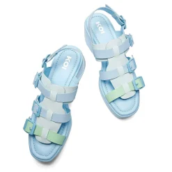 KOI footwear Sugar Season Chunky Buckle Sandals - Blue<Women'S Platform Sandals