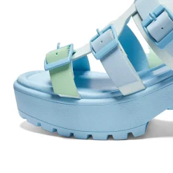 KOI footwear Sugar Season Chunky Buckle Sandals - Blue<Women'S Platform Sandals