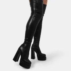 KOI footwear The Redemption Black Stretch Thigh High Boots<Women'S The Platform Boot