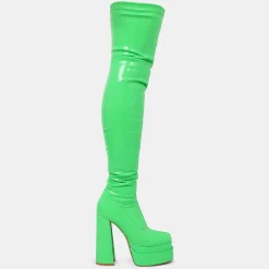 KOI footwear The Redemption Green Stretch Thigh High Boots<Women'S Heeled Boots