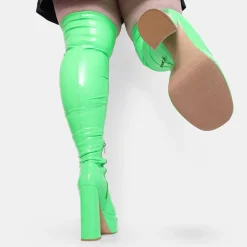 KOI footwear The Redemption Green Stretch Thigh High Boots<Women'S Heeled Boots
