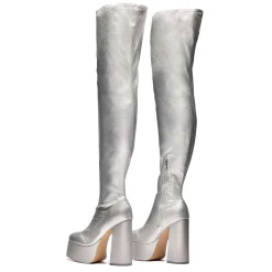 KOI footwear The Redemption Plus Size Thigh High Boots - Silver<Women'S Platform Boots