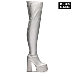 KOI footwear The Redemption Plus Size Thigh High Boots - Silver<Women'S The Platform Boot