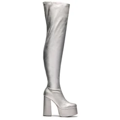 KOI footwear The Redemption Plus Size Thigh High Boots - Silver<Women'S The Platform Boot
