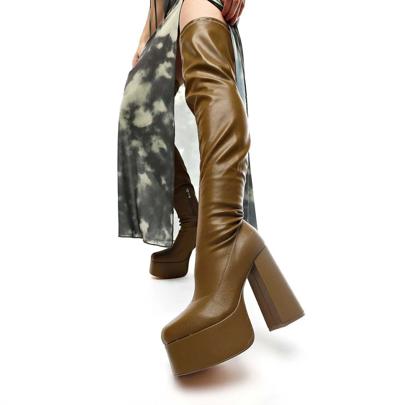 KOI footwear The Redemption Stretch Thigh High Boots - Khaki<Women'S The Platform Boot