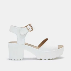 KOI footwear White Ankle Strap Chunky Platform Cleated Sandals<Women'S Platform Heels