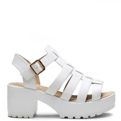 KOI footwear White Chunky Platform Cleated Strappy Sandals<Women'S Platform Heels