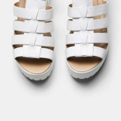 KOI footwear White Chunky Platform Cleated Strappy Sandals<Women'S Platform Heels