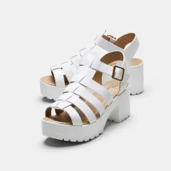 KOI footwear White Chunky Platform Cleated Strappy Sandals<Women'S Platform Heels