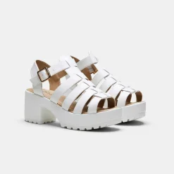 KOI footwear White Chunky Platform Cleated Strappy Sandals<Women'S Platform Heels
