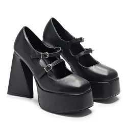 KOI footwear Zeba Black Platform Heels<Women'S Heeled Mary Janes